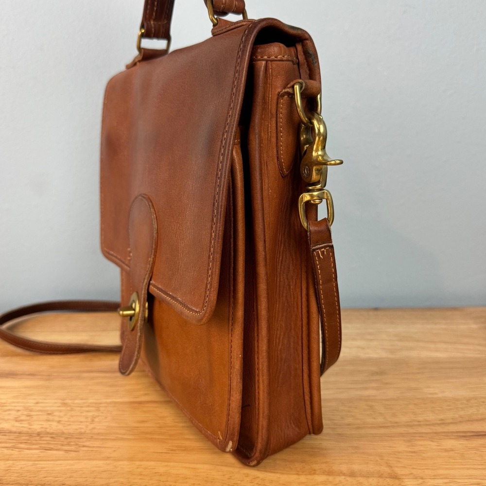 VTG Coach 9140 Station Bag British Tan Leather Crossbody Handle Strap USA Made - Picture 4 of 8